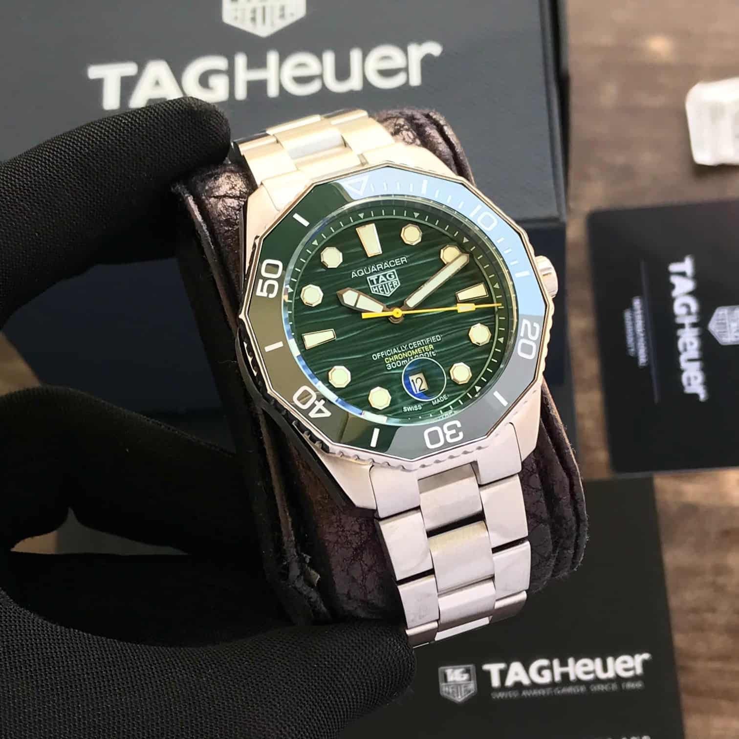 Tag Heuer Aquaracer Silver Green Dial Japanese Automatic Men’s Watch