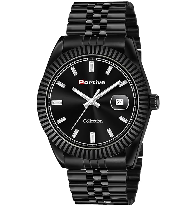 PORTIVE Analog Wrist Watch for Men's and Boys (Black)