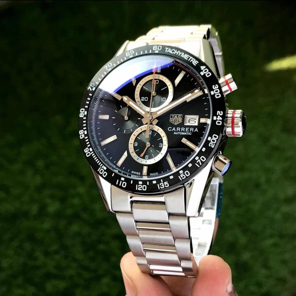 Tag Heuer Calibre 16 Silver Black Dial Japanese Quartz Chronograph’s Mens Watch