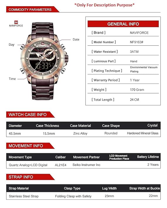 NAVIFORCE NF-9163 Analogue - Digital Black Dial Men's Watch (Black Dial Black Colored Strap)
