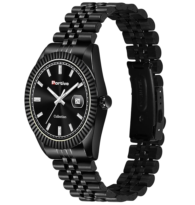 PORTIVE Analog Wrist Watch for Men's and Boys (Black)