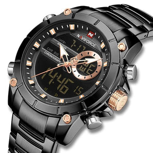 NAVIFORCE NF-9163 Analogue - Digital Black Dial Men's Watch (Black Dial Black Colored Strap)
