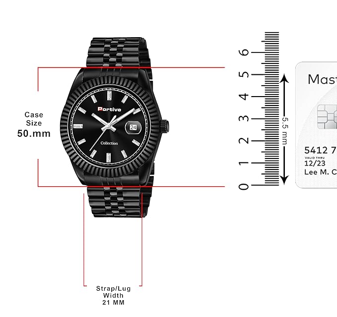 PORTIVE Analog Wrist Watch for Men's and Boys (Black)