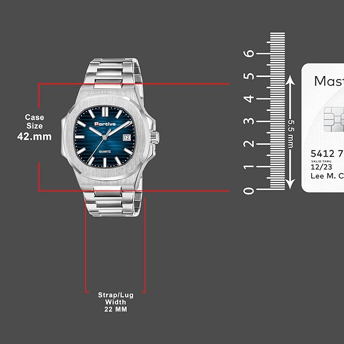 Portive Men's Silver Classic Analog Durable Stainless Steel Strap Form