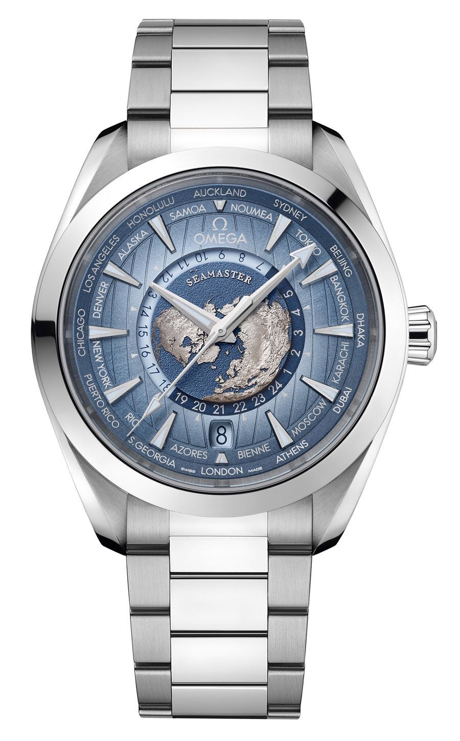 Omega Aqua Terra World Map Dial Seamaster Limited Edition – Imported Automatic Men’s Watch — zoomed view