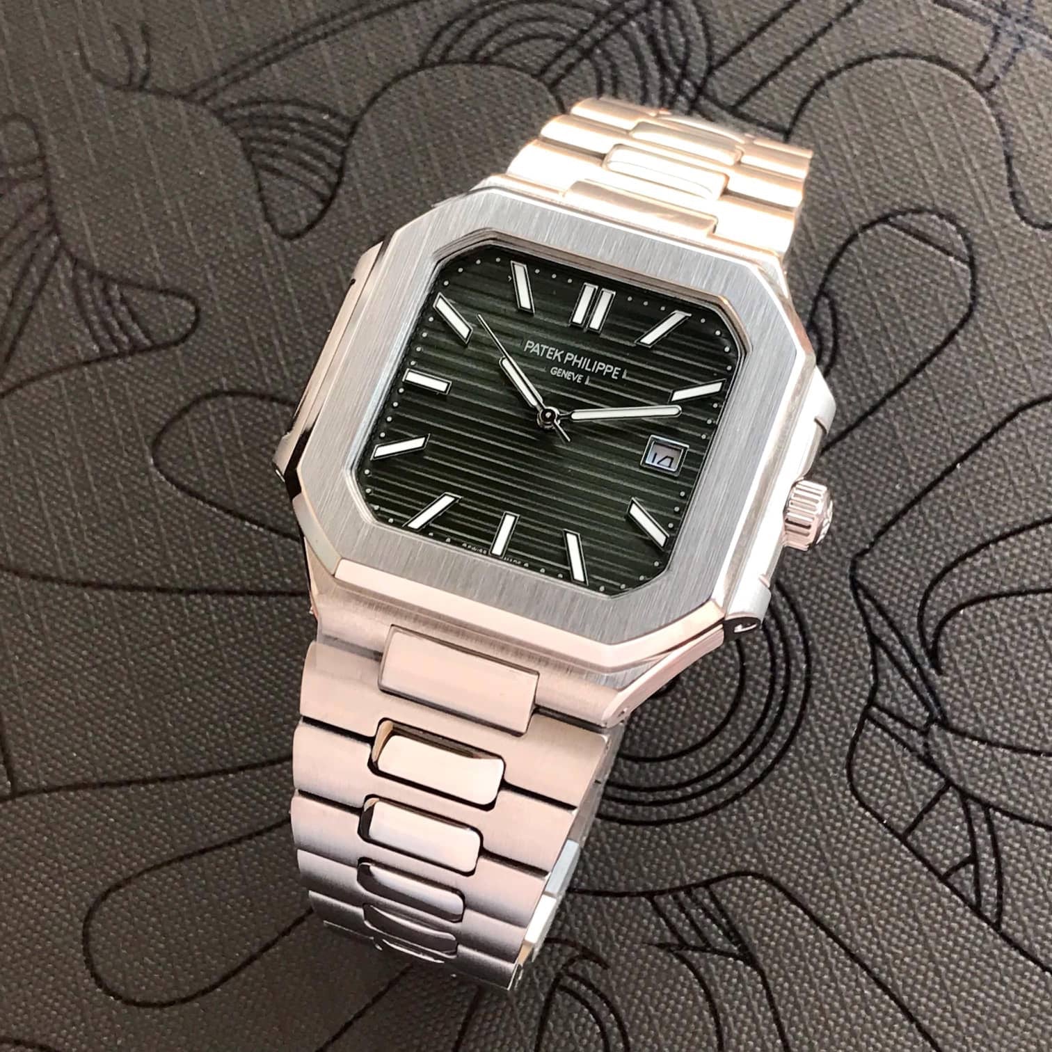 Patek Philippe Cubitus Stainless Steel Olive Green Dial Men’s Watch — zoomed view