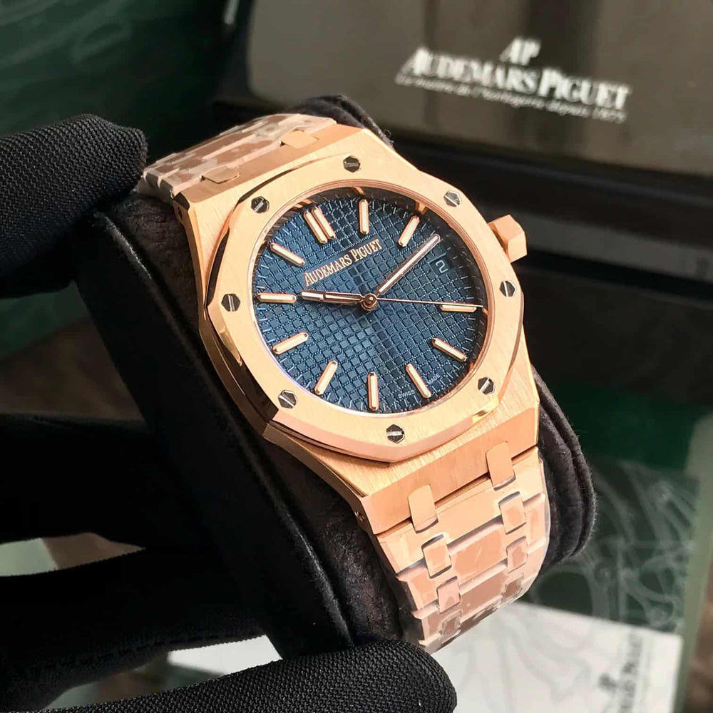 Audemars Piguet Royal Oak Offshore Rosegold Black Blue Metal Chain Automatic Movement Men’s Watch
