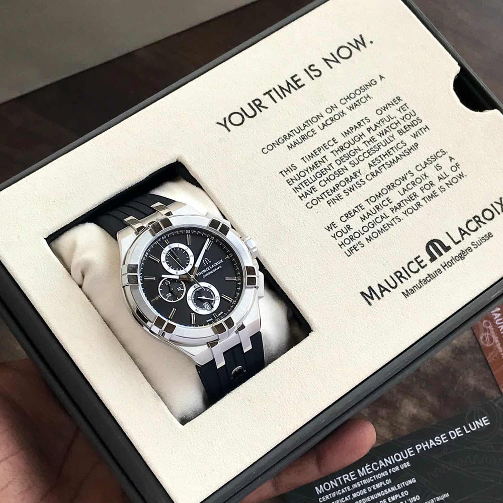 Maurice Lacroix Aikon Quartz Chronograph Full Black Authentic Mens Watch