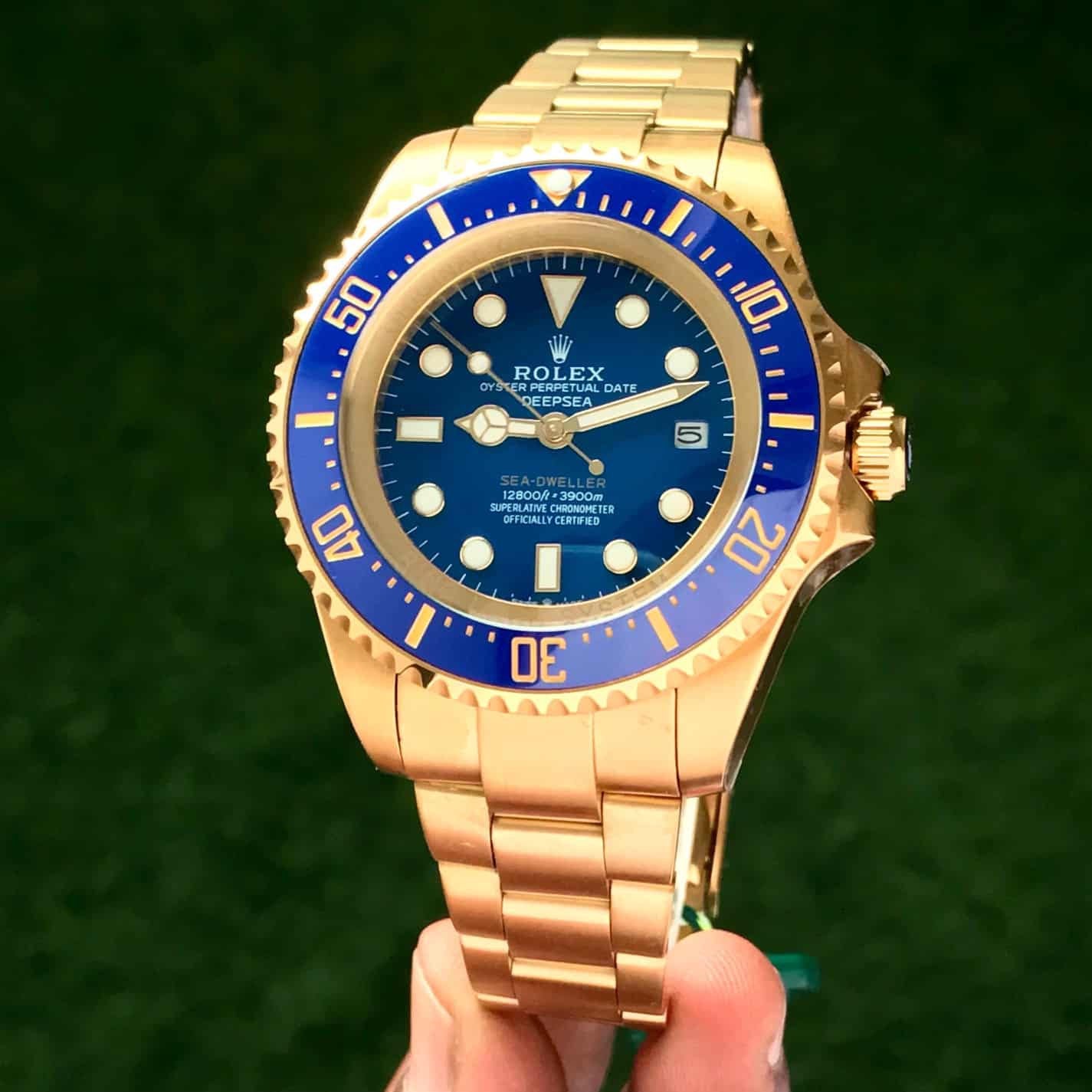 Rolex Deepsea Premiums 43 Gold Blue Dial Automatic Mens Watch — zoomed view