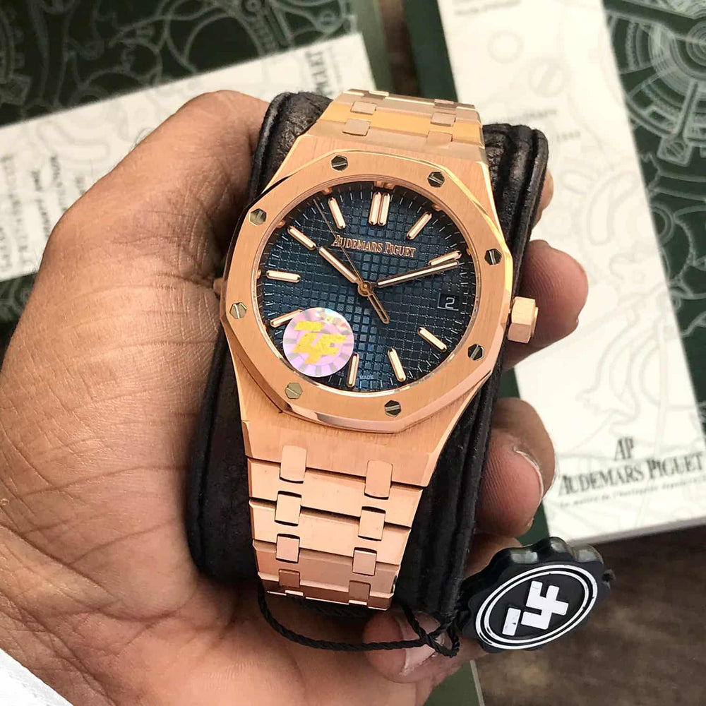 Audemars Piguet Royal Oak Offshore Rosegold Black Blue Metal Chain Automatic Movement Men’s Watch