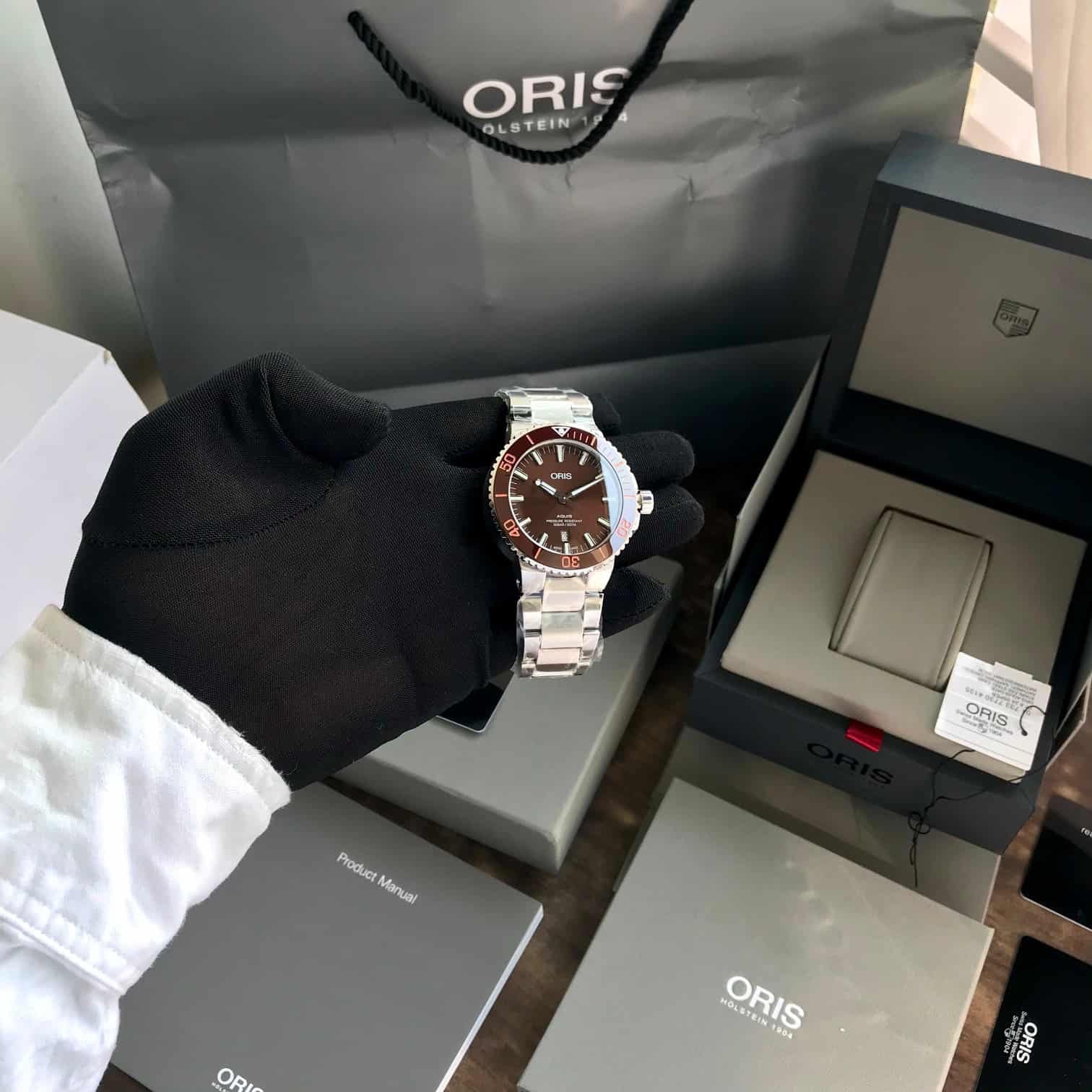 Oris Aquis Date Authentic Automatic Silver Brown Dial Men’s Watch