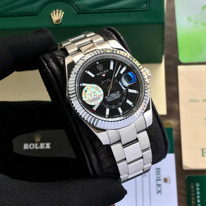 Rolex SkyDweller Stainless Steel Black Dial & Oyster Chain Strap Japanese Automatic Master Quality Men’s Watch