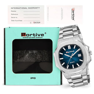 Portive Men's Silver Classic Analog Durable Stainless Steel Strap Formal Style Designed Watch