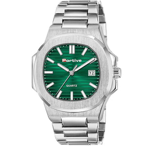 Portive Men's Silver Classic Analog Durable Stainless Steel Strap Formal Style Designed Watch