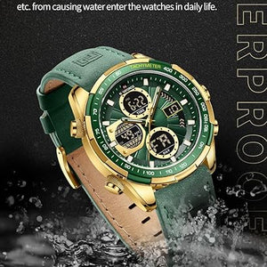 NAVIFORCE (orignal) Men's Military Digital Watches Analog Quartz Waterproof Watch Sport Multifunctional Leather Wristwatch
