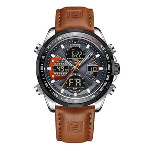 NAVIFORCE (orignal) Men's Military Digital Watches Analog Quartz Waterproof Watch Sport Multifunctional Leather Wristwatch