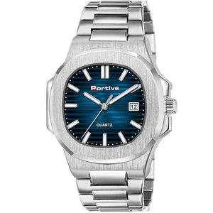 Portive Men's Silver Classic Analog Durable Stainless Steel Strap Formal Style Designed Watch