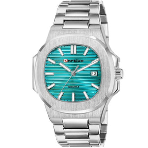 Portive Men's Silver Classic Analog Durable Stainless Steel Strap Formal Style Designed Watch