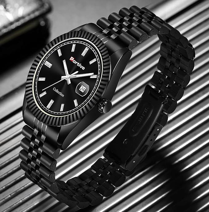 PORTIVE Analog Wrist Watch for Men's and Boys (Black) — zoomed view
