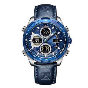 NAVIFORCE (orignal) Men's Military Digital Watches Analog Quartz Waterproof Watch Sport Multifunctional Leather Wristwatch