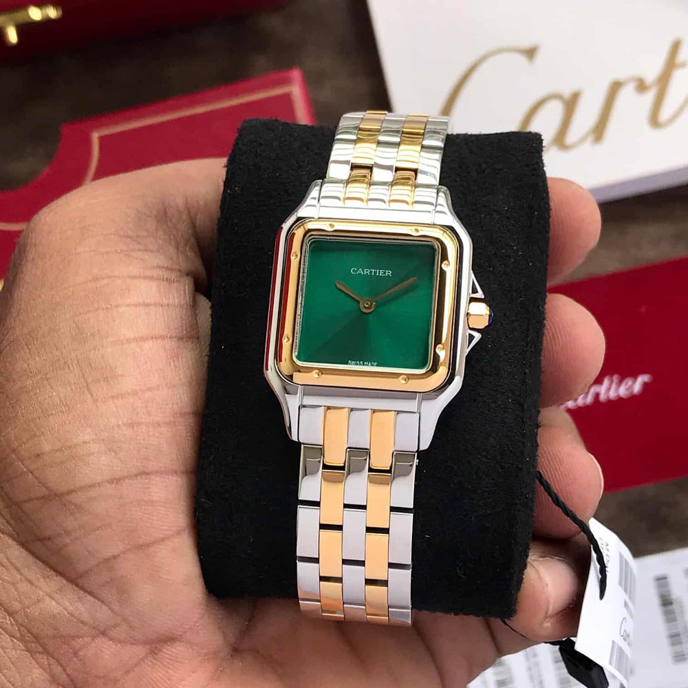 Cartier Santos De Premiums Two Tone Green Dial Women’s Watch
