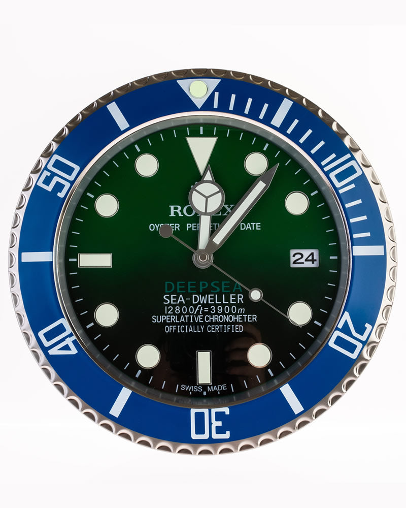 Rolex Wall Clock Deepsea Sea Dweller Style Blue & Black — zoomed view