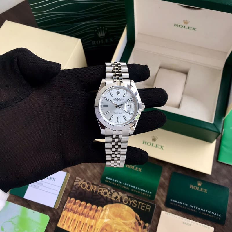 Rolex Date Just 41 Stainless Steel Silver Tone White Dial Japanese Automatic Master Quality Men’s Watch