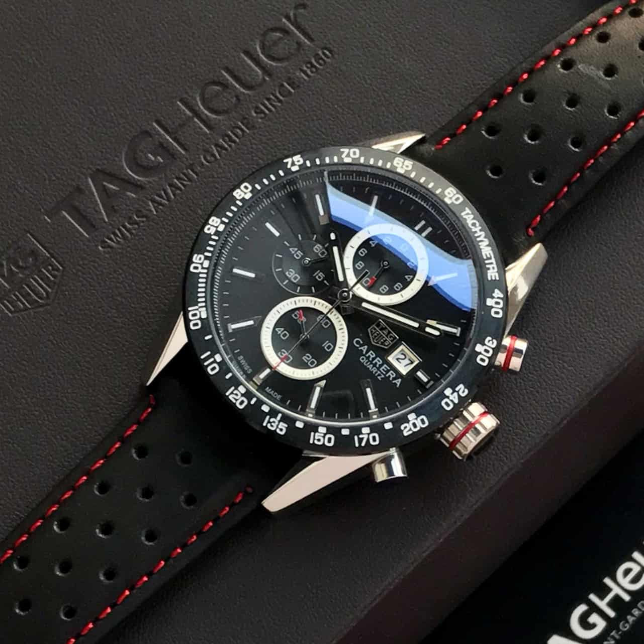 Tag Heuer Calibre 16 Black Dial Chronograph’s Men’s Watch — zoomed view