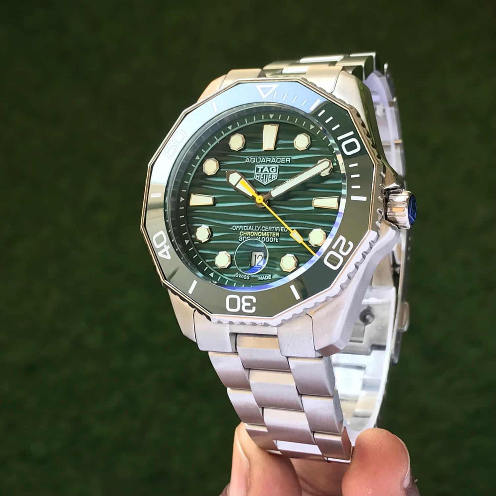 Tag Heuer Aquaracer Silver Green Dial Japanese Automatic Men’s Watch