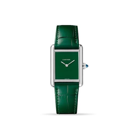 Cartier Tank Must Japanese Premium Medium Silver Green Unisex Watch