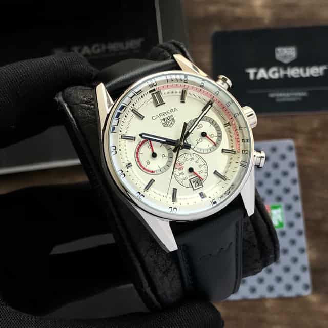 Tag Heuer Carrera Chronosprint X 911 Porsche White Dial Black Belt Japanese Mens Watch