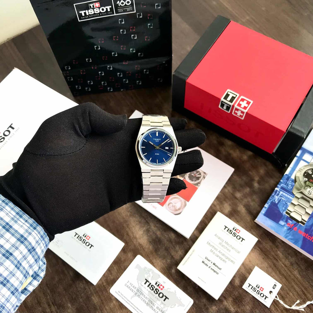 Tissot PRX T-Classic Stainless Steel Blue Dial Japanese Quartz Mens Watch