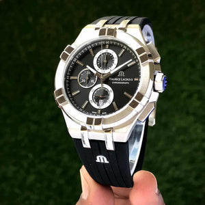 Maurice Lacroix Aikon Quartz Chronograph Full Black Authentic Mens Watch