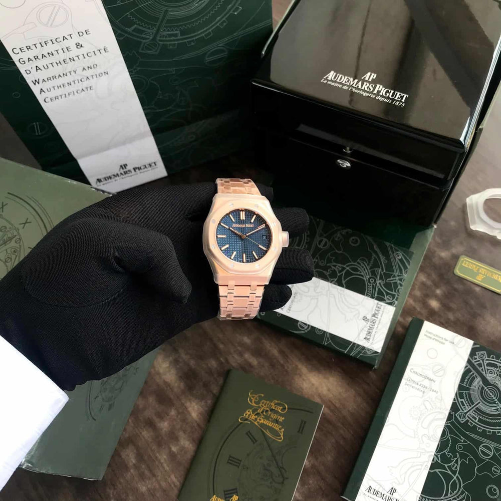 Audemars Piguet Royal Oak Offshore Rosegold Black Blue Metal Chain Automatic Movement Men’s Watch