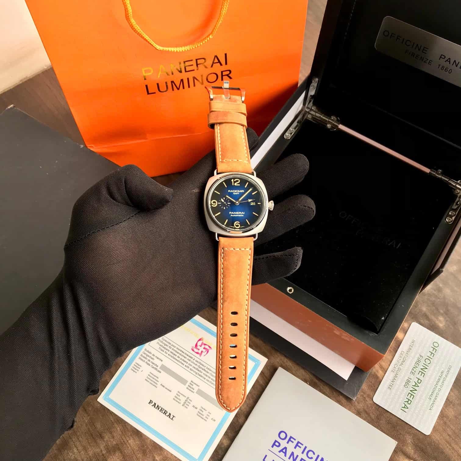 Luminor Panerai GMT Power Reserve Automatic Blue Dial Mens Watch