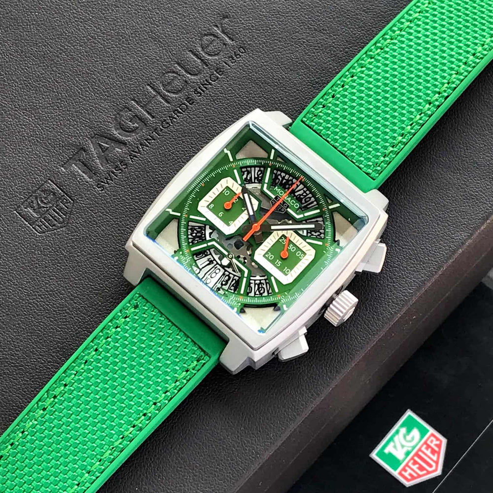 Tag Heuer Monaco Chronographs Japanese Quality Green Edition Mens Watch