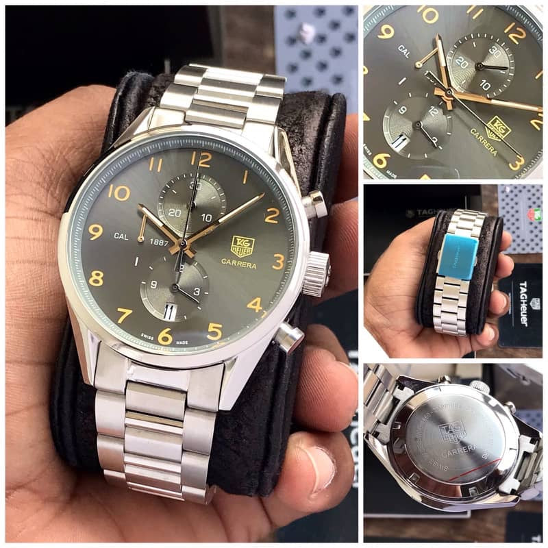 Tag Heuer Grand Carrera 1857 Stainless Steel Grey Dial Japanese Quality Men’s Watch