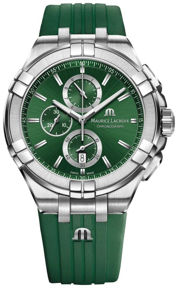 Maurice Lacroix Aikon Quartz Chronograph Green Authentic Mens Watch — zoomed view