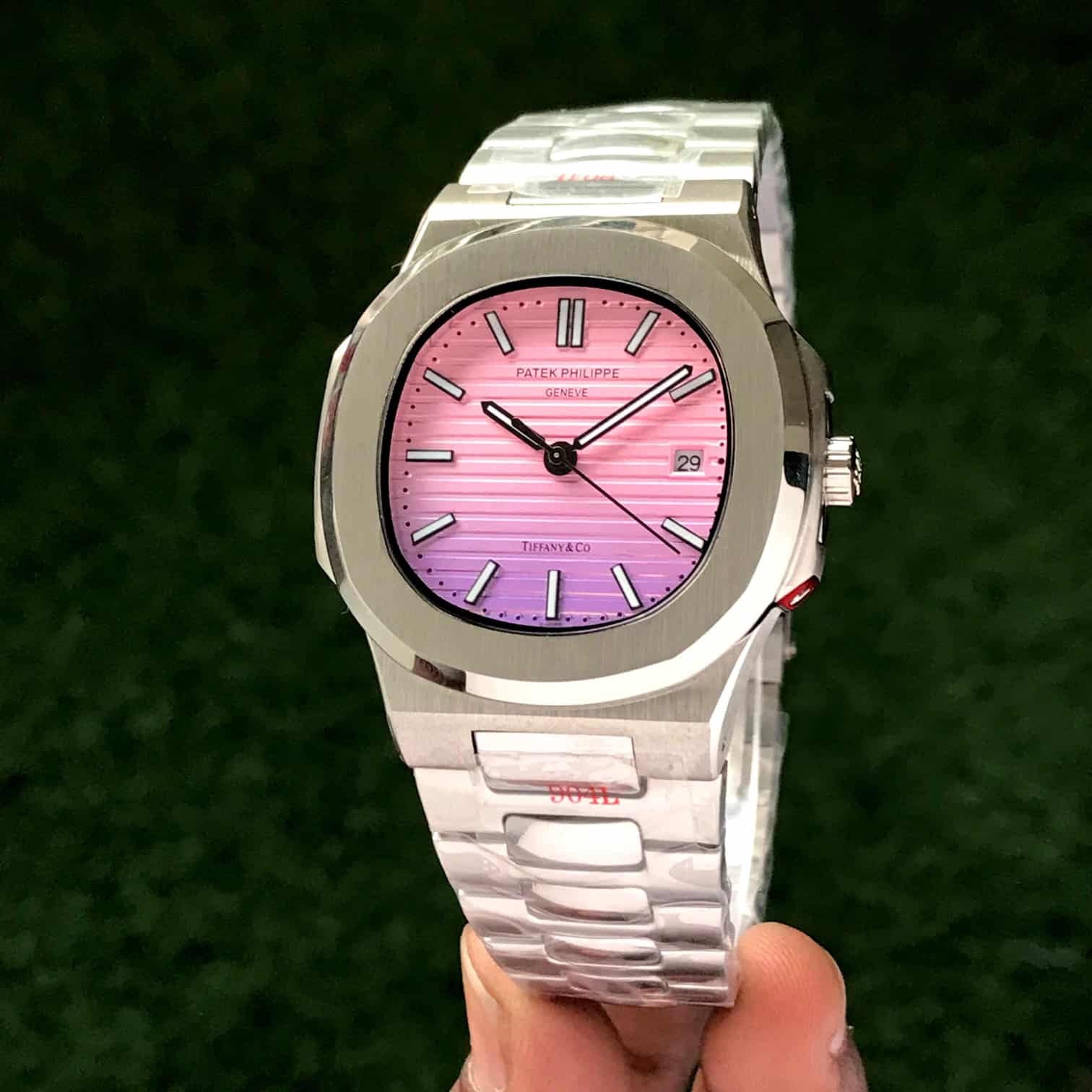 Patek Phillipe Nautilus Tiffany Dial Silver Metal premium Automatic Watch [OPEN BACK]