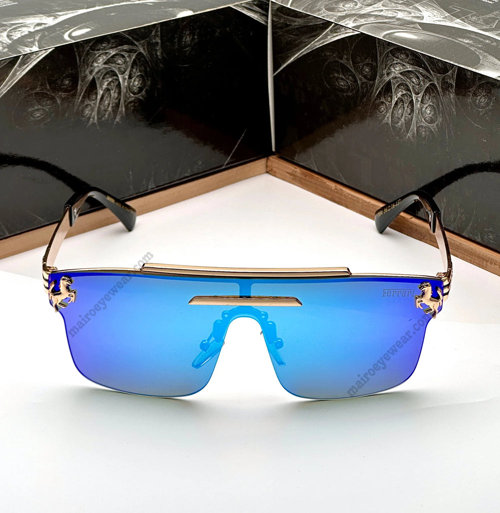 New fashion trendy one piece vintage big square frame Gold Aqua oversized Unisex sunglasses