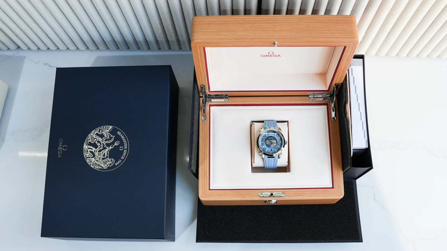 OMEGA Seamaster Aqua Terra 150M Co-Axial Master Chronometer GMT Worldtimer 43MM with Summer Blue S