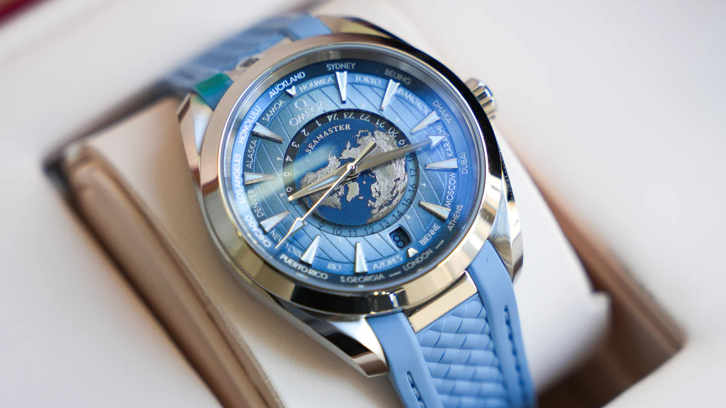 OMEGA Seamaster Aqua Terra 150M Co-Axial Master Chronometer GMT Worldtimer 43MM with Summer Blue S