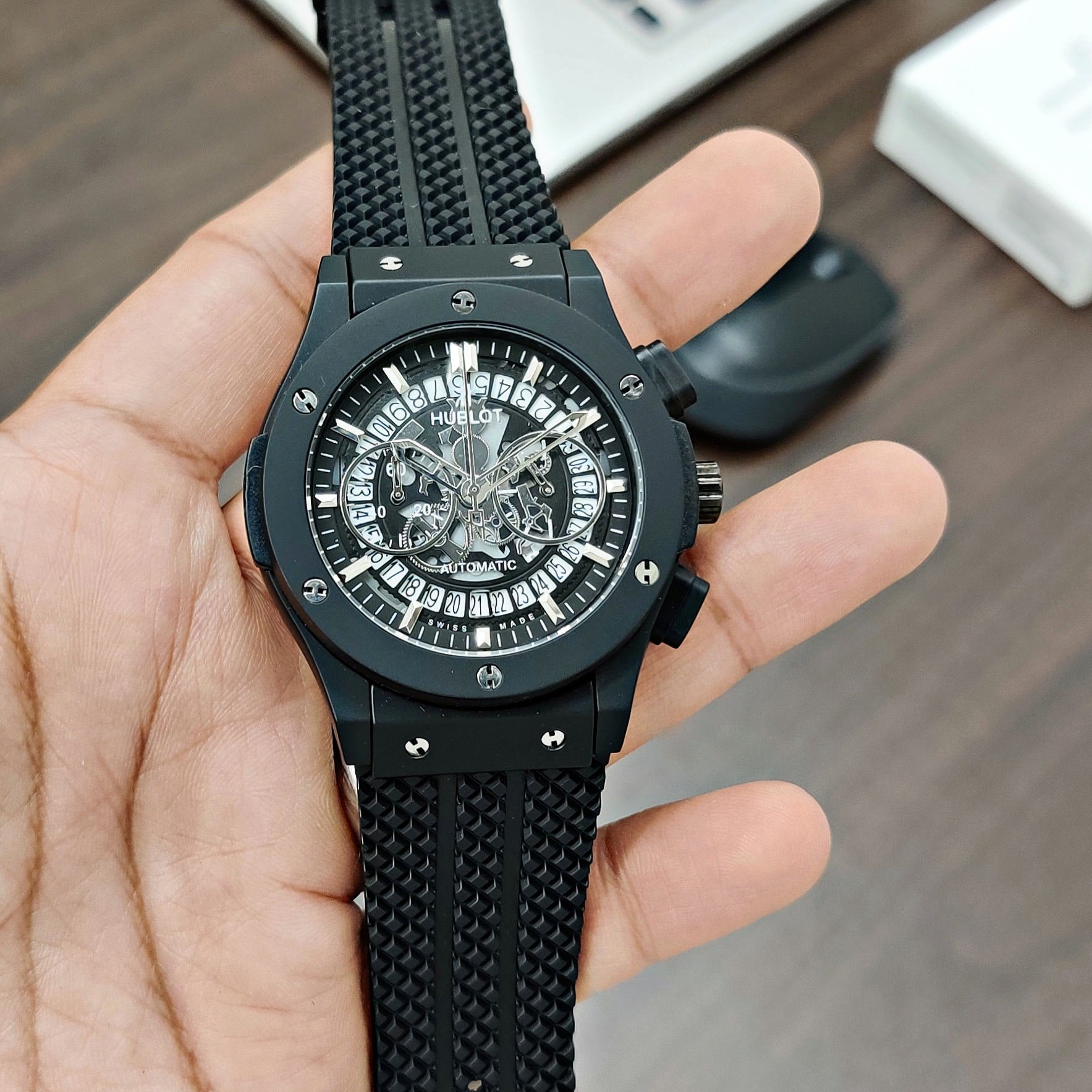 Hublot Black Belt Watch — zoomed view