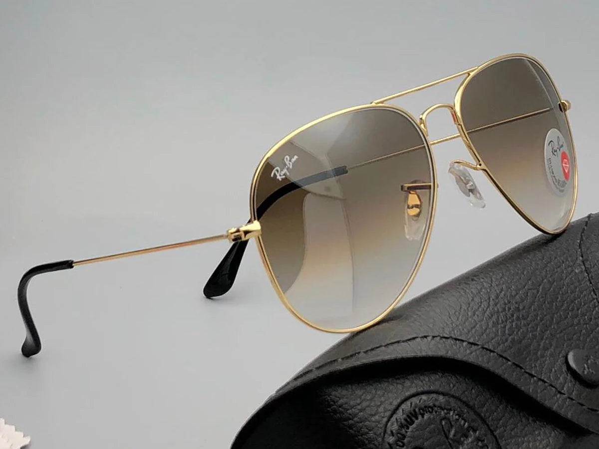New Stylish Brown Shade & Golden 3026 Wayfarer Master Pcs Sunglass For Unisex — zoomed view