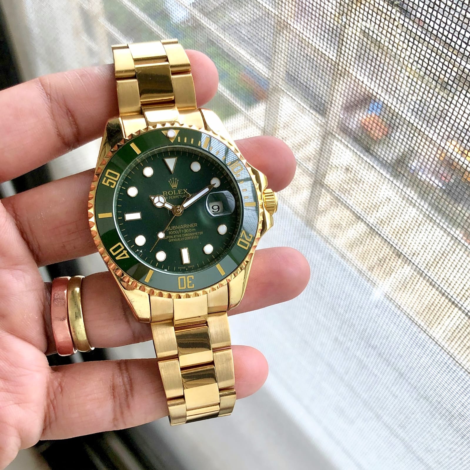 Rolex Submariner 7AA Premium Collection Automatic Green and Golden — zoomed view