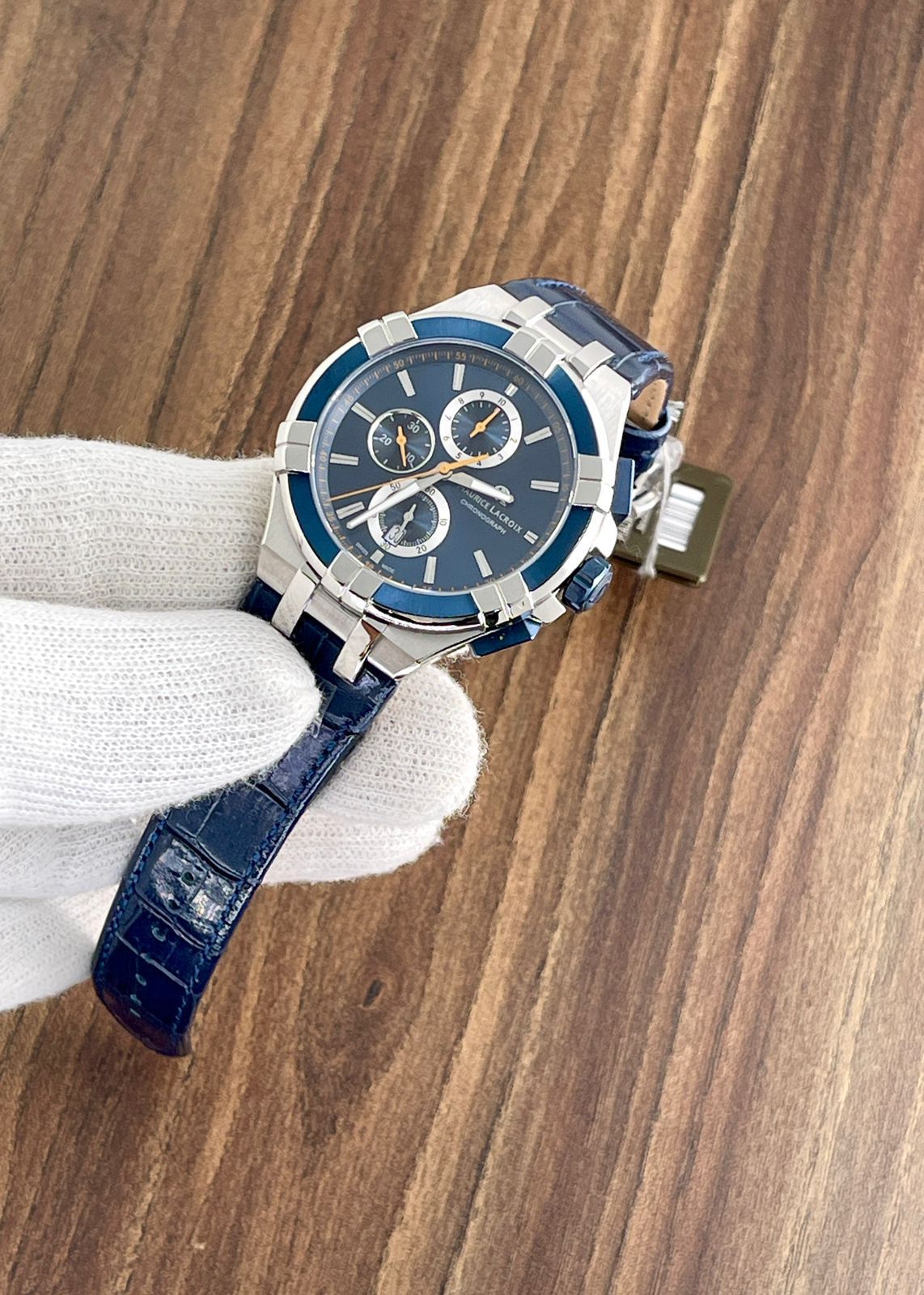 Maurice Lacroix Aikon Chronograph Swiss Quartz 44mm Blue Dial Watch AI1018-SS001-432-4, Chronograph