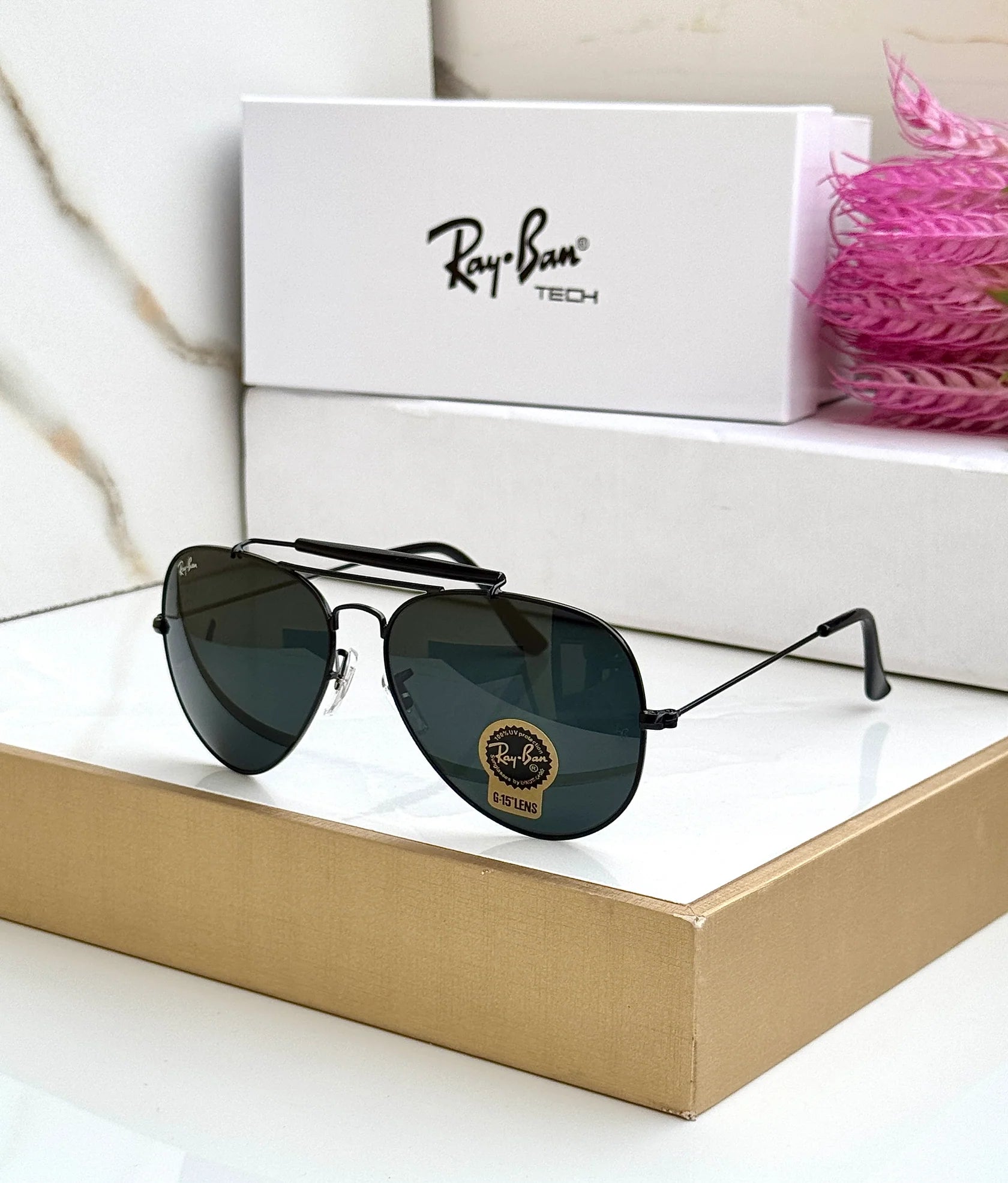 RB 3029 BLACK BLACK UV-400 SUNGLASSES — zoomed view