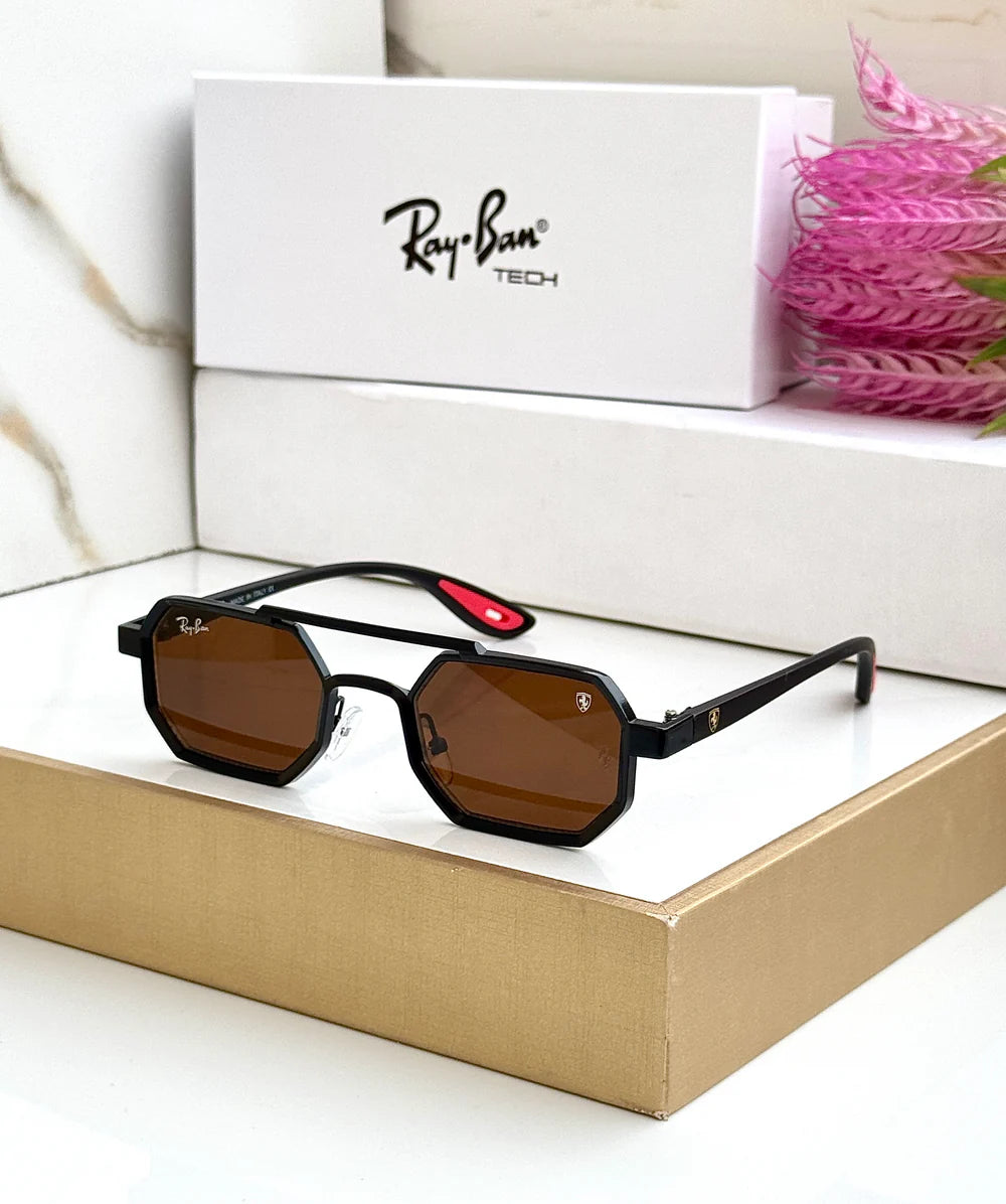 Ray Ban  METAL BLACK BROWN UV-400 SUNGLASSES — zoomed view