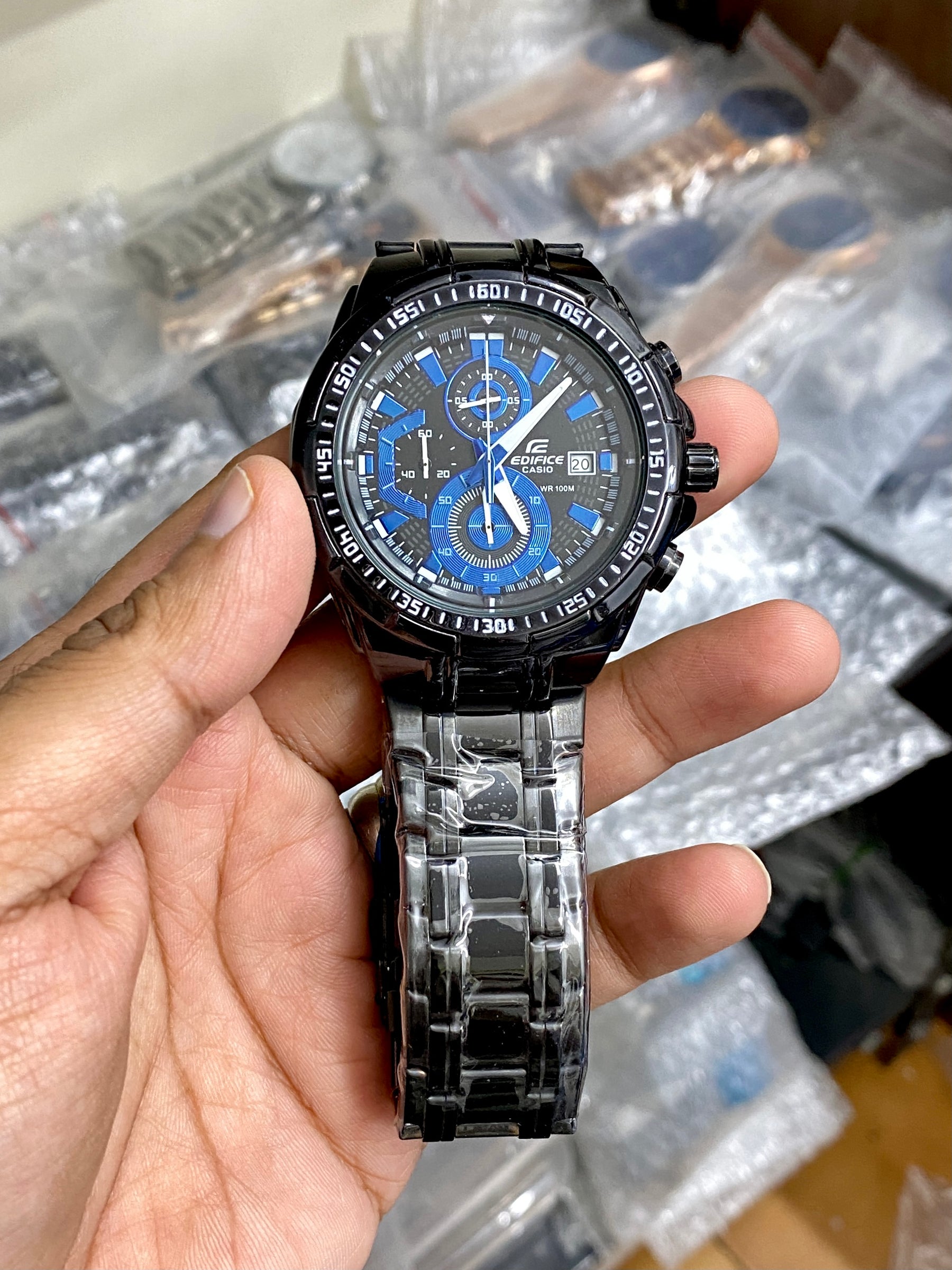 Casio Edifice Chronograph Black Color Dial Silver,Black Strap Men's Watch — zoomed view