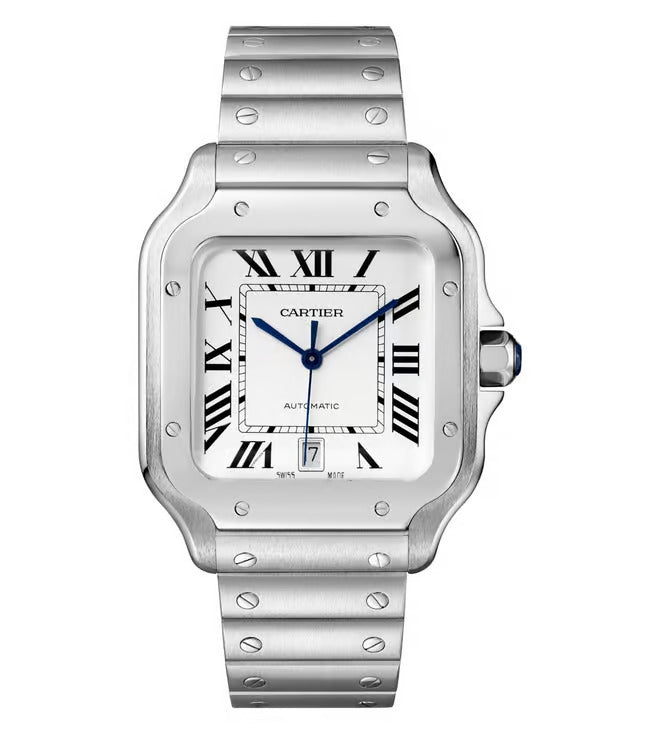 CARTIER Grey Square  Silver Automatic — zoomed view